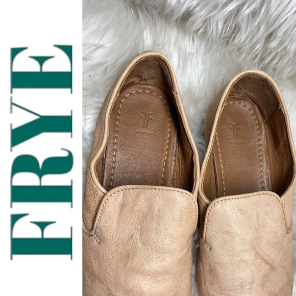 FRYE Ashley Italian Leather Minimalist Loafers Low Heel Slip On Almond Toe, 10 - Picture 4 of 11